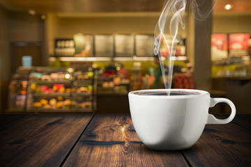 Coffee On Wood Table