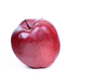 Red apple closeup on white
