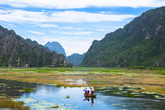 Van Long, Ninh Binh - Famous eco tourim in Vietnam.