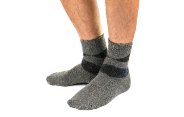 Legs from a businessman without his pants.