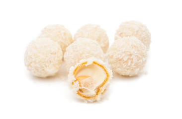 White Chocolate Candy With Coconut Topping