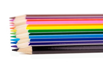 Fototapeta premium Colorful wooden pencils isolated on white background