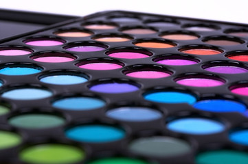 Naklejka premium Professional multicolour eyeshadows palette, closed-up