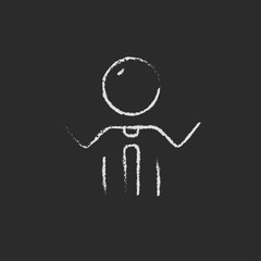 Man with raised arms icon drawn in chalk.