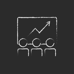 Business growth icon drawn in chalk.