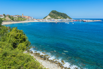 Naklejka na ściany i meble Coast of Basque Country, Getaria as background (Spain)