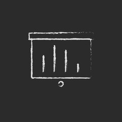 Projector roller screen icon drawn in chalk.