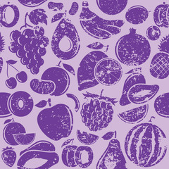 Fruits Retro Styled Grungy Seamless Pattern