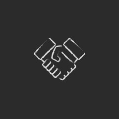 Fototapeta premium Handshake icon drawn in chalk.