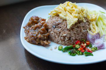 Rice Mixed with Shrimp paste, Thai food