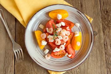 Tomatoes and shrimps salad
