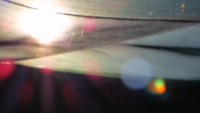 Cobweb in the sun, swaying in the wind