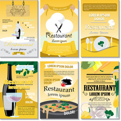 Restaurant Poster Design Set - Vector Illustration