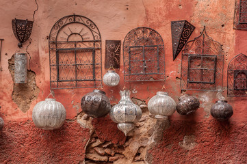 Metalwork for sale in souk.