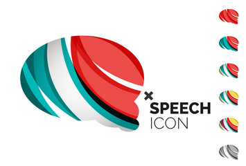 Set of abstract speech bubble and cloud icons, business logotype