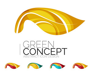 Set of abstract eco plant icons, business logotype nature green