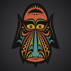 African Mask on a black background