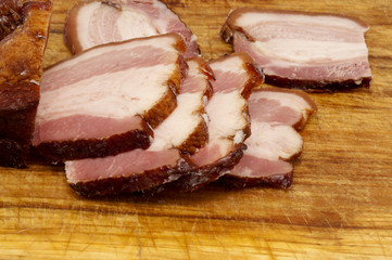 Bacon on the wooden table