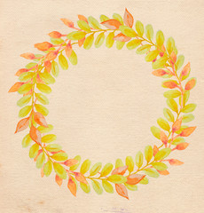 Round frame with autumn leaves