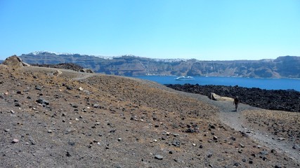 Nea Kameni, volcanic island near Santorini, Greece