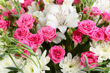 Bouquet of beuatiful roses background, close up