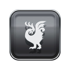 Cock Zodiac icon grey, isolated on white background.