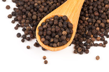 Black pepper isolated on the white background