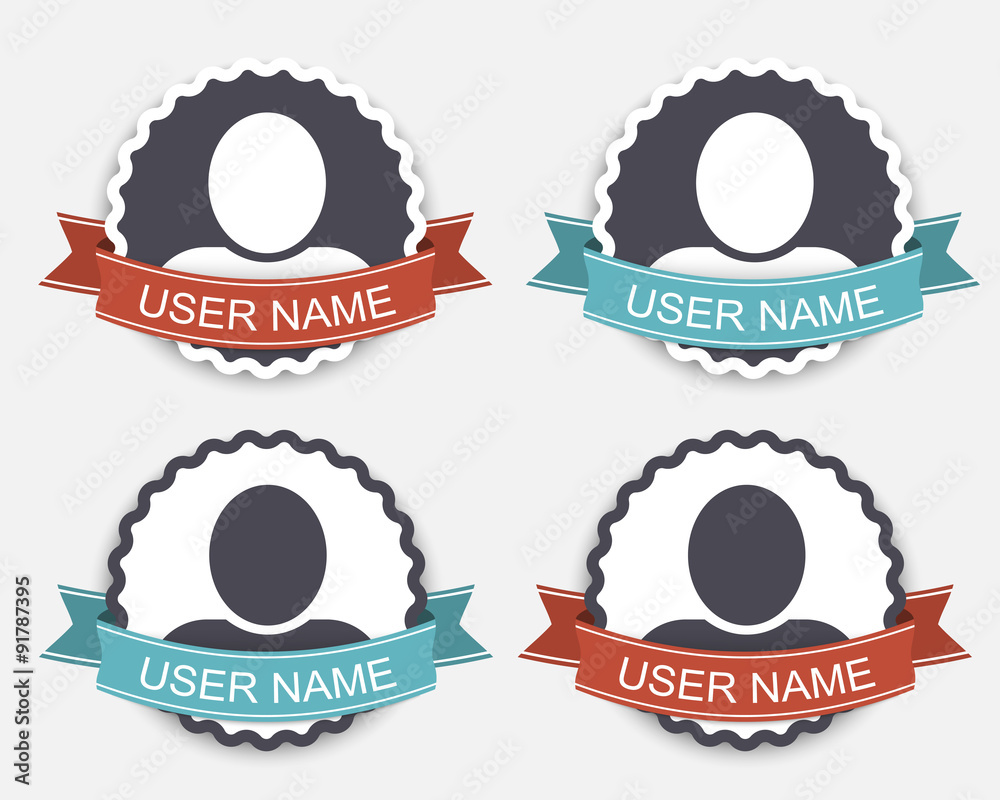 Poster Set of user icons in retro style