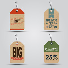 A set of tags in a retro style