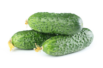 Fresh cucumbers isolated on white