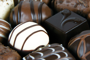 Selection of fine dark, milk and white chocolates