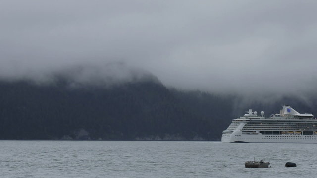 Time lapse of a cruise ship leaving Seward, Alaska.