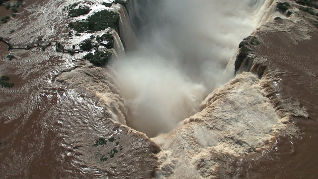 Iguazu Falls Aerial circling over top of the "Devils Throat"