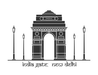 An illustration of India Gate in New Delhi, India