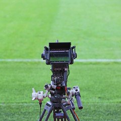 TV camera on football field
