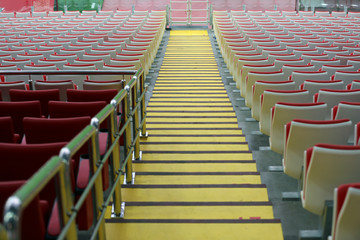 Steps between the stands at the stadium
