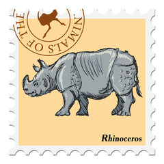 stamp with rhinoceros