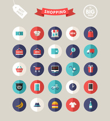 Set of Flat Design Business and Shopping Icons. Vector Illustration