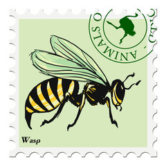 Naklejka premium stamp with wasp