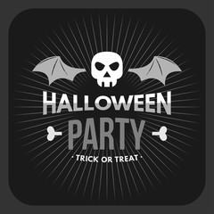 Retro Vintage Halloween Badge. Black and White Vector Illustration