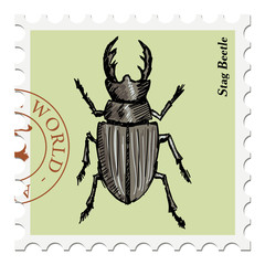 stamp with stag beetle