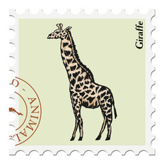 Fototapeta na wymiar stamp with giraffe