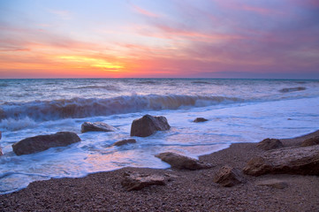 Sunset on the sea in summer
