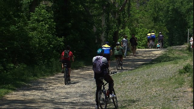 cyclists on old C & O canal