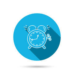 Alarm clock icon. Mechanical retro time sign.