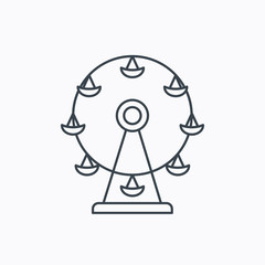 Ferris wheel icon. Entertainment park sign.