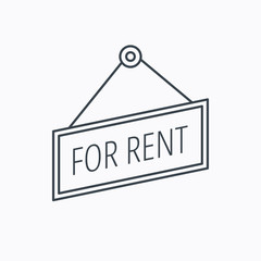 For rent icon. Advertising banner tag sign.