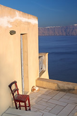 Terrace in Santorini island, Greece
