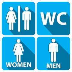 Toilet And Restrooms Sign Blue Shadow