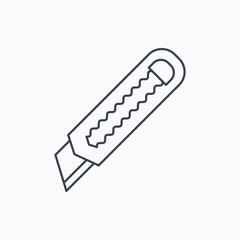 Paper knife icon. Cutter tool sign.